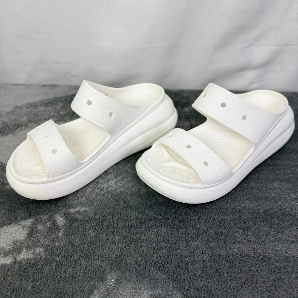 Crocs Platform Sandals White Comfort Slides Lightweight Women's Size 9‎